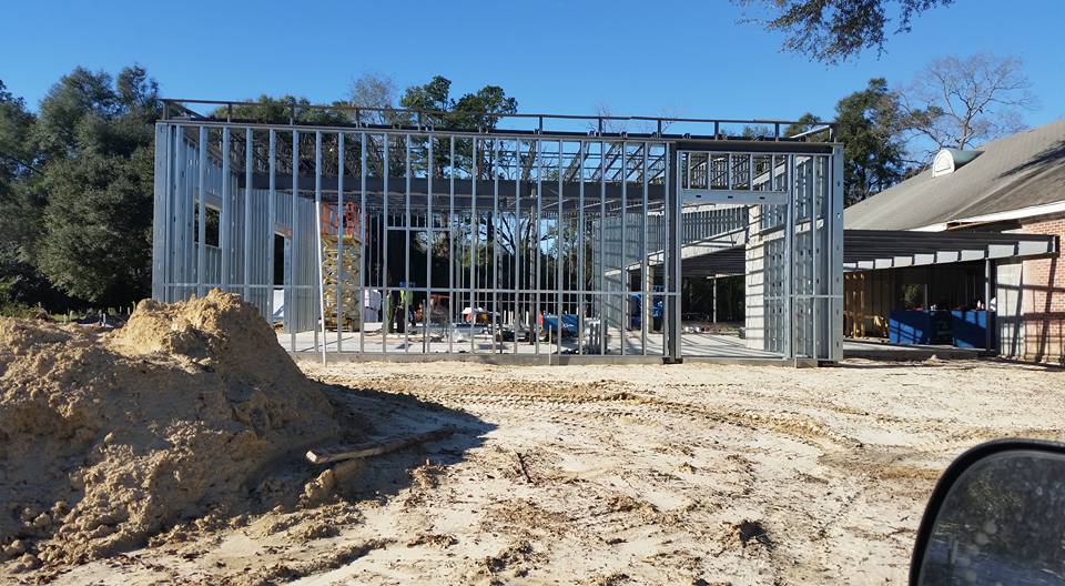 Framing work on the addition